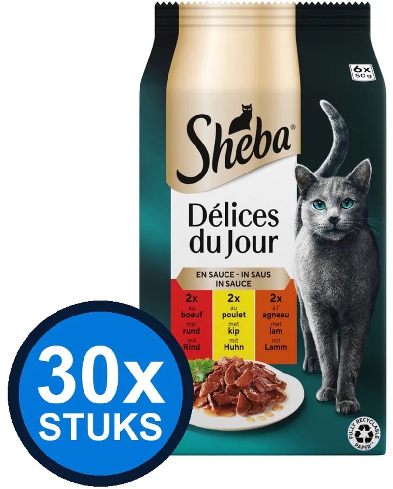 30x Sheba - Delices du Jour Traiteur Selectie in Saus Multipack - Kattenvoer Natvoer - 6x50g by Sheba – product photo