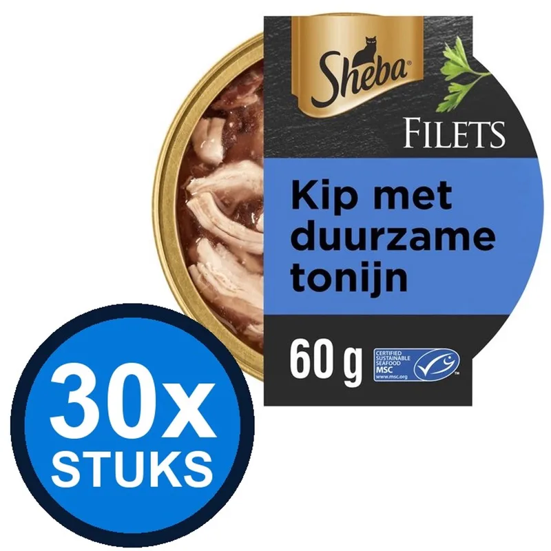 30x Sheba - Filets Kip & Tonijn in Saus - Kattenvoer Natvoer - 60 g de Sheba – photo produit