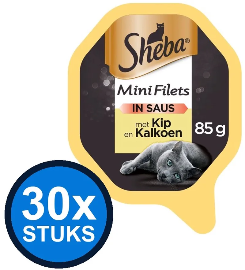 30x Sheba - Mini Filets Kip & Kalkoen in Saus - Kattenvoer Natvoer - 85 g de Sheba – photo produit