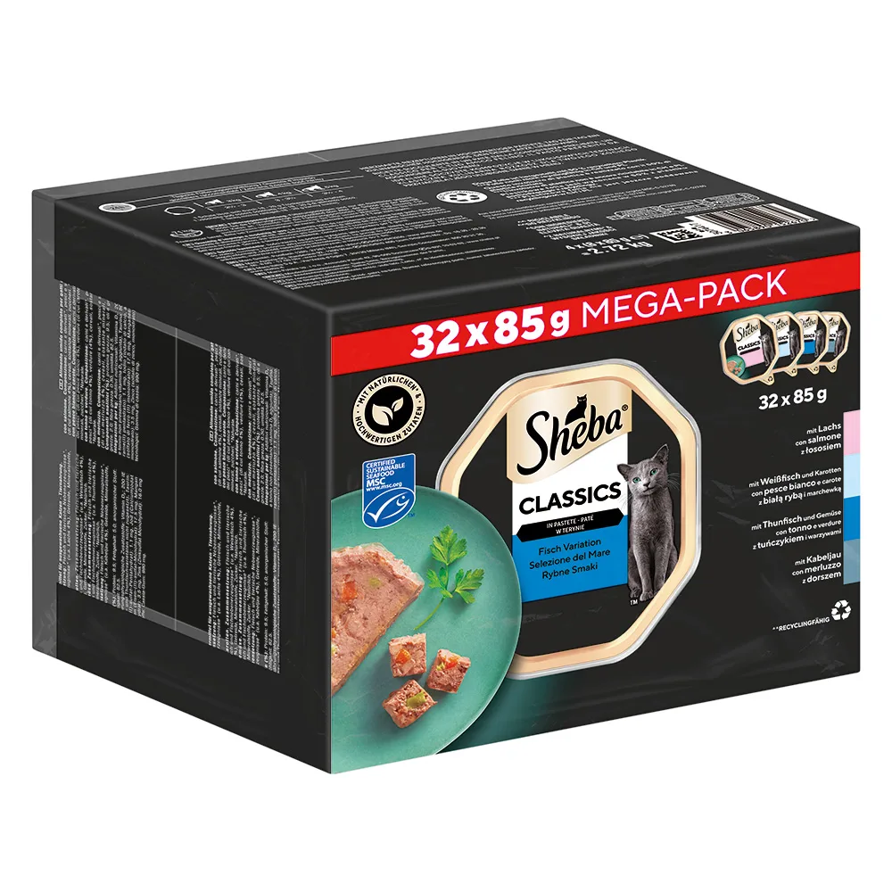 32x85g Classics in Paté Variaties in Kuipjes Sheba Kattenvoer van Sheba – productfoto