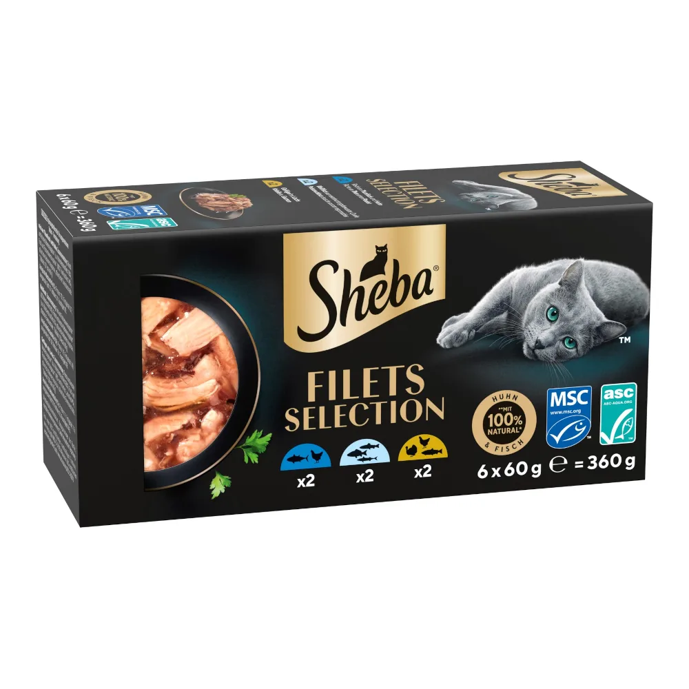 36x 60g Sheba Filets Mixpack I (3 soorten) nat kattenvoer van Sheba – productfoto