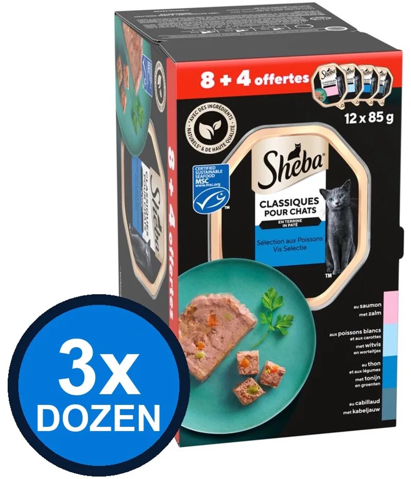 3x Sheba - Classic Paté Vis Selectie Multipack - Kattenvoer Natvoer - 12x85g by Sheba – product photo