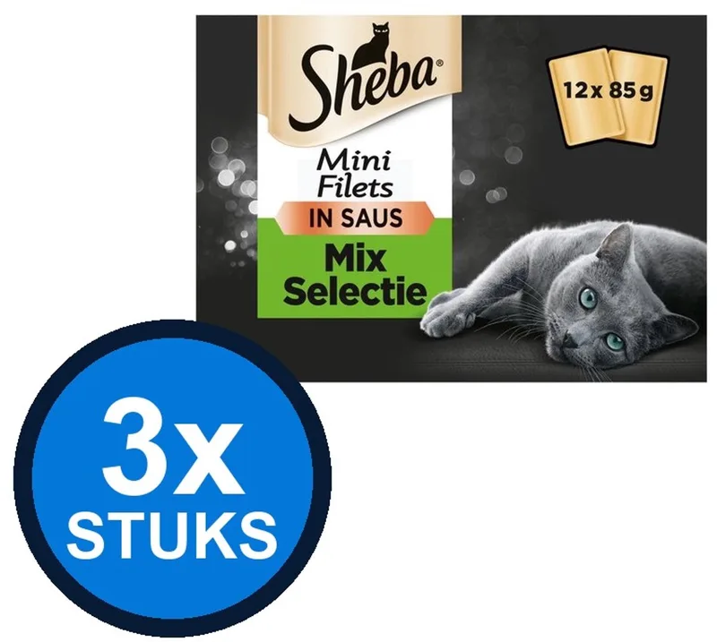 3x Sheba - Mini Filets Mix Selectie in Saus Multipack - Kattenvoer Natvoer - 12x85g by Sheba – product photo