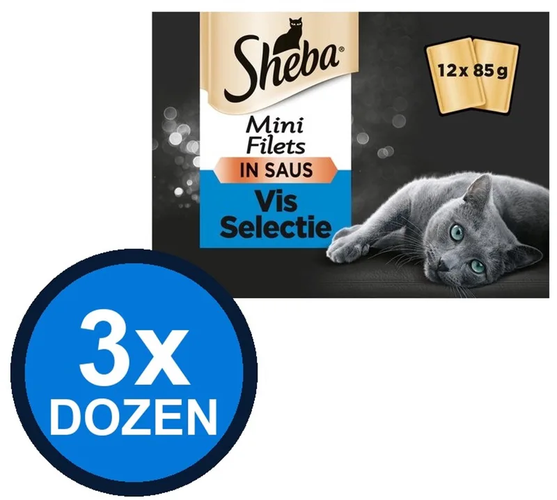 3x Sheba - Mini Filets Vis Selectie in Saus Multipack - Kattenvoer Natvoer - 12x85g de Sheba – photo produit
