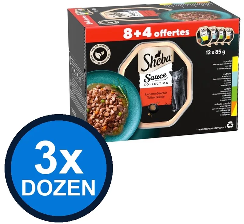 3x Sheba - Sauce Collection Traiteur Selectie in Saus Multipack - Kattenvoer Natvoer - 12x85g von Sheba – Produktfoto