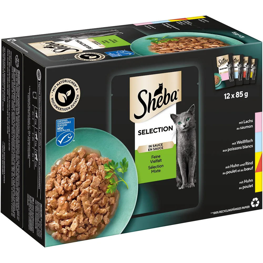 48x85g Selection in Sauce Fijne veelvoud Sheba Kattenvoer van Sheba – productfoto
