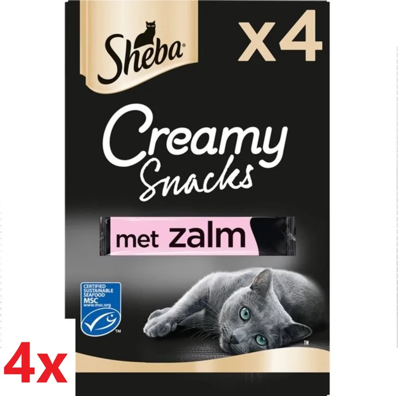 4x Sheba - Creamy Snacks Zalm - Kattensnacks - 4 stuks de Sheba – photo produit