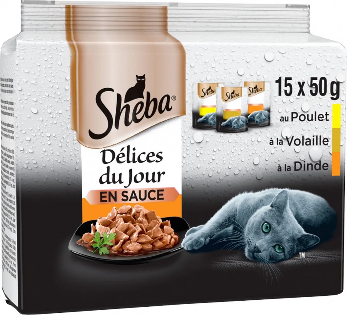 4x Sheba Delices du jour gevogelte in saus- 15x 50g ( 5x kip -5x gevogelte - 5x kalkoen) by Sheba – product photo