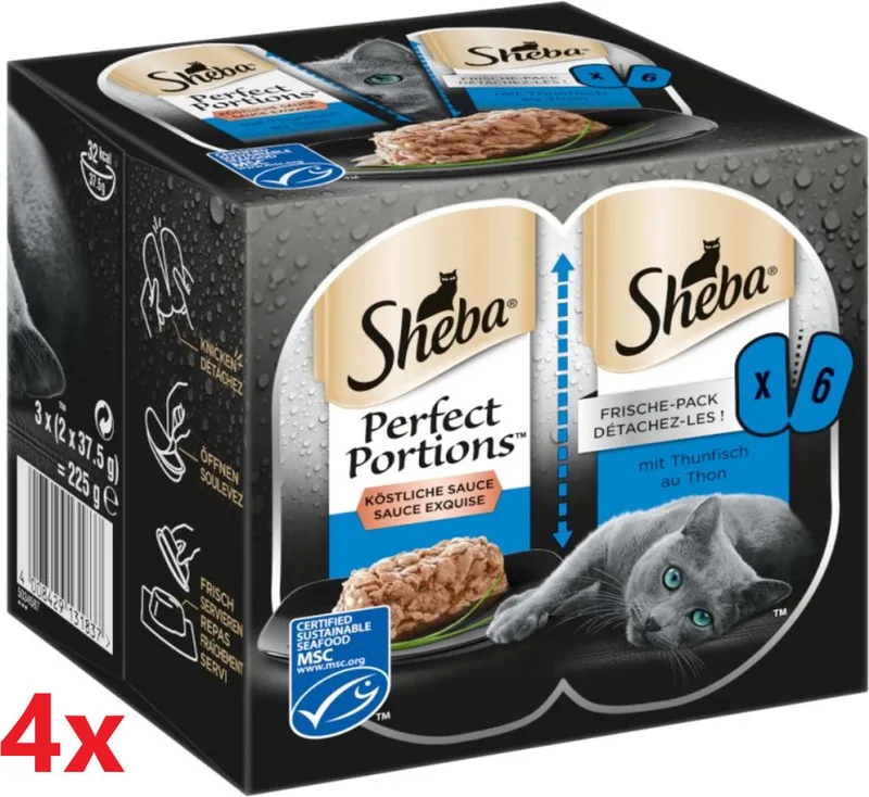 4x Sheba - Perfect Portions Adult Tonijn in Saus Multipack - Kattenvoer Natvoer - 6x37,5g by Sheba – product photo