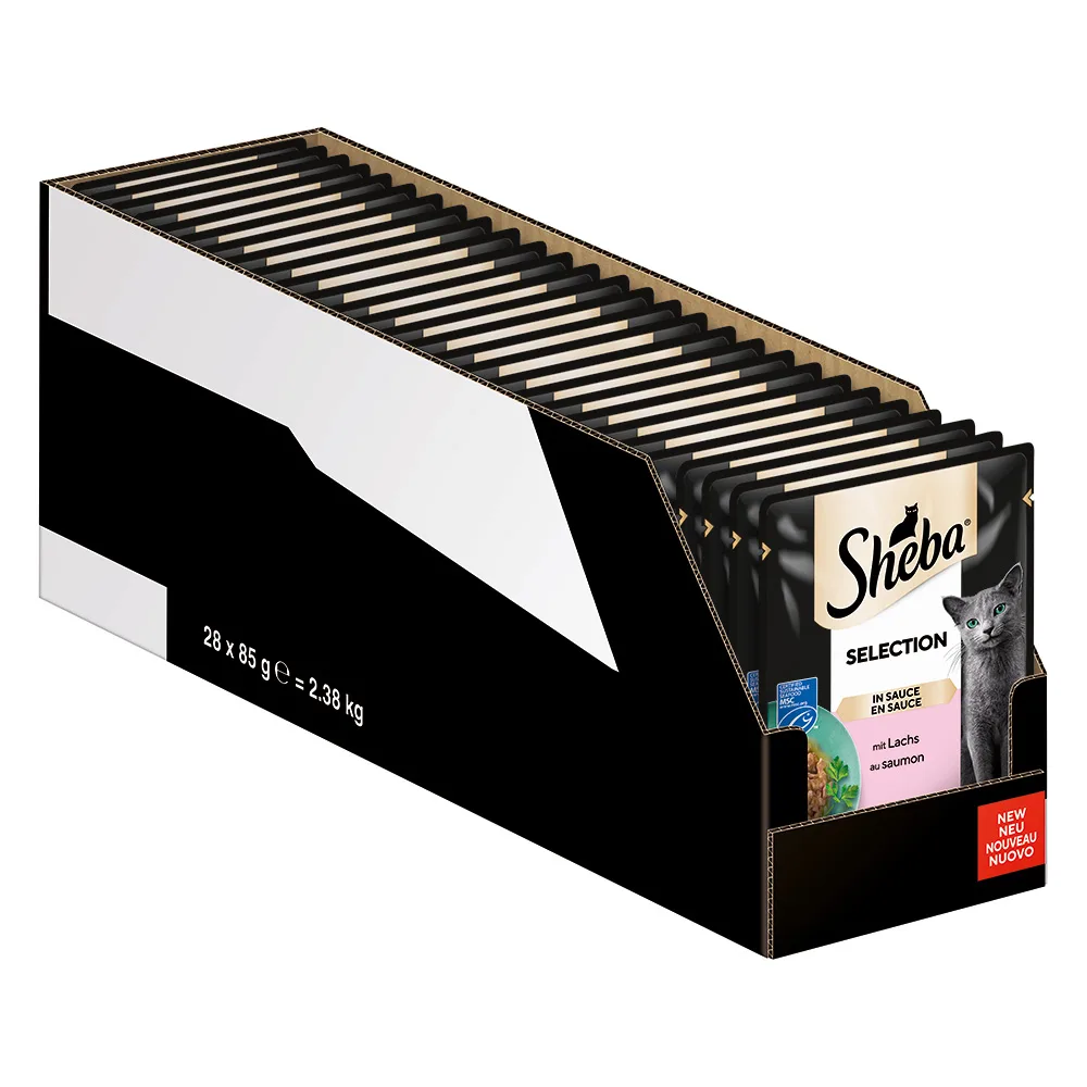 56 x 85 g Megapack Sheba soorten Maaltijdzakjes Selection in saus met zalm nat kattenvoer by Sheba – product photo