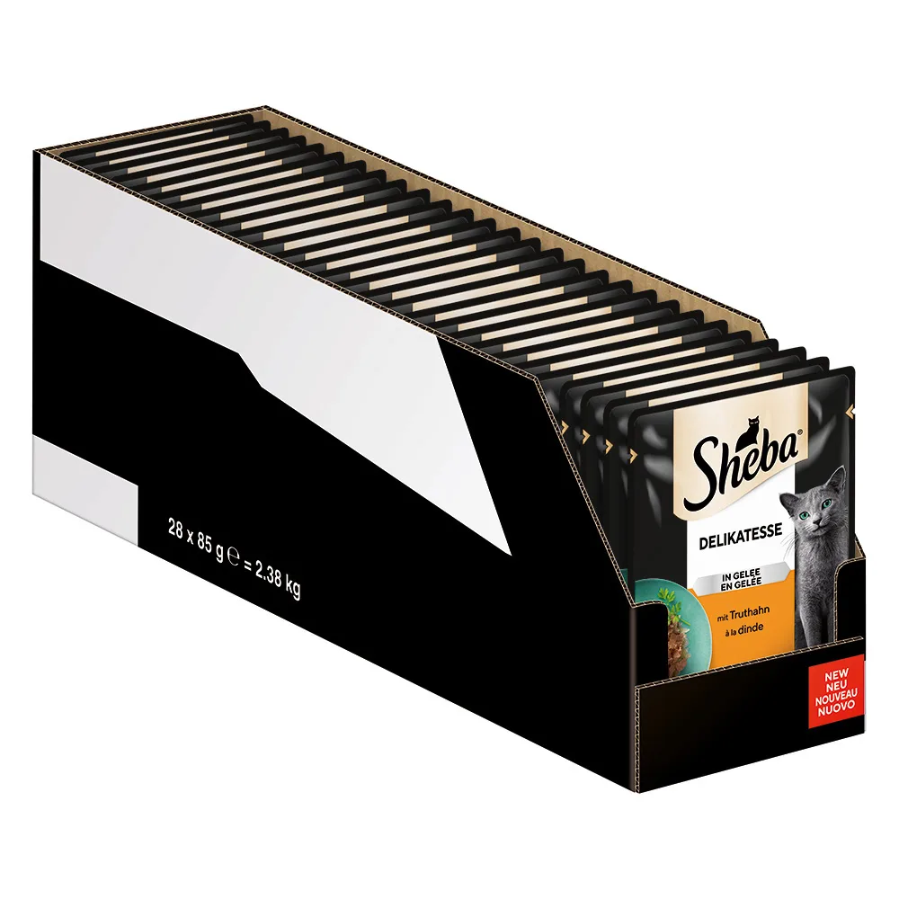 56 x 85 g Megapack Sheba varianten Maaltijdzakjes delicatesse in gelei met kalkoen nat kattenvoer by Sheba – product photo