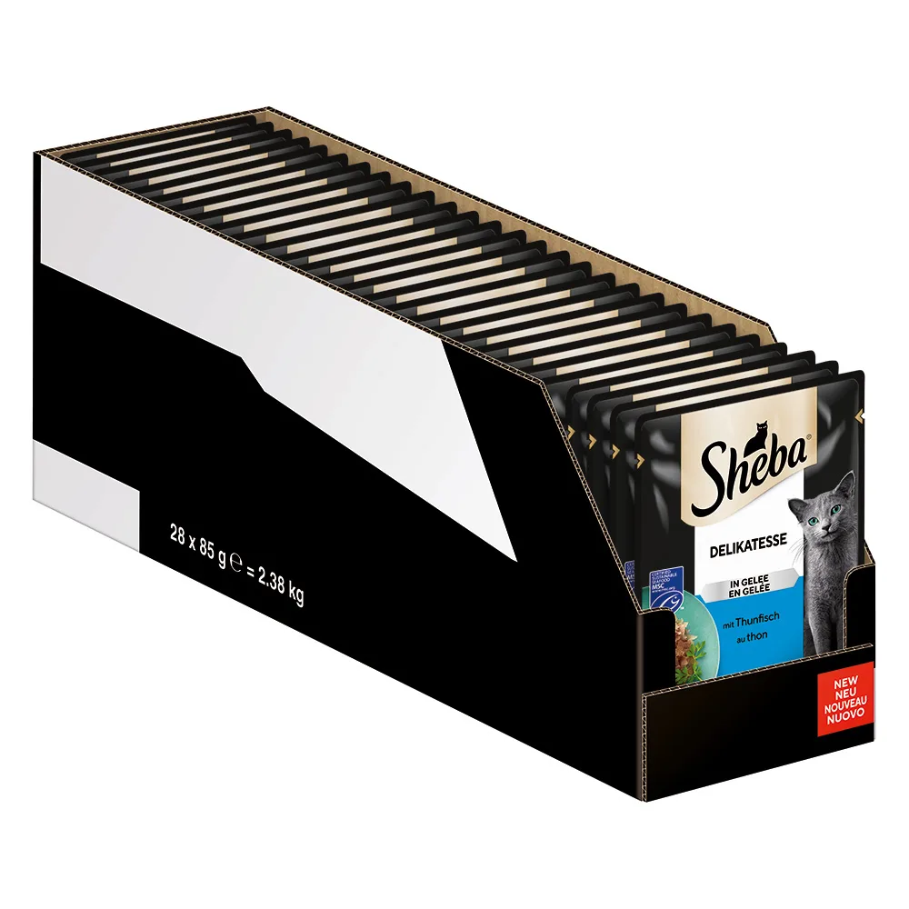 56 x 85 g Megapack Sheba varianten Maaltijdzakjes delicatesse in gelei met tonijn nat kattenvoer by Sheba – product photo