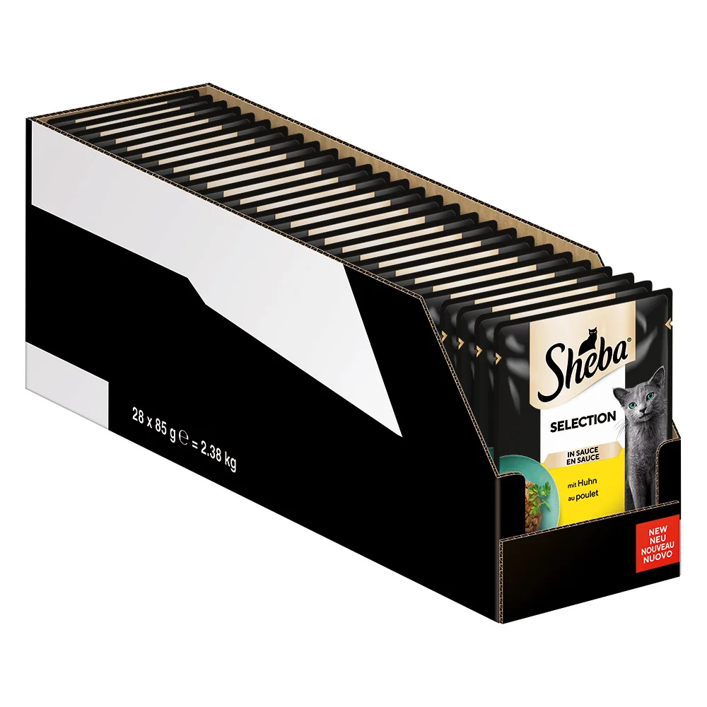 56 x 85 g Megapack Sheba Varianten Maaltijdzakjes Selection in Saus met Kip Kattenvoer Nat van Sheba – productfoto