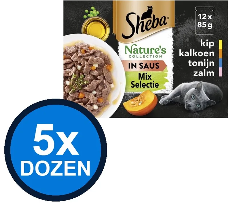 5x Sheba - Nature's Collection Mix Selectie in Gelei Multipack - Kattenvoer Natvoer - 12x85g de Sheba – photo produit
