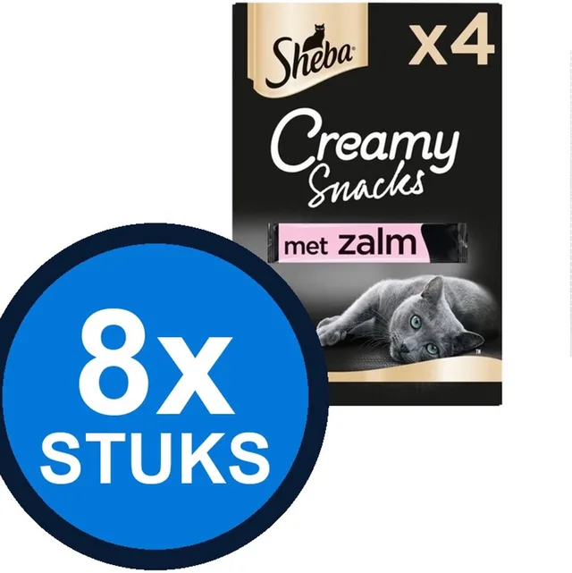 8x Sheba - Creamy Snacks Zalm - Kattensnacks - 4 stuks