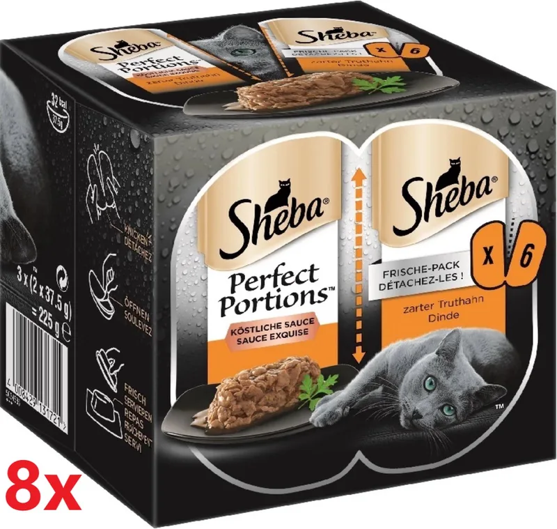 8x Sheba - Perfect Portions Adult Kalkoen in Saus Multipack - Kattenvoer Natvoer - 6x37,5g by Sheba – product photo