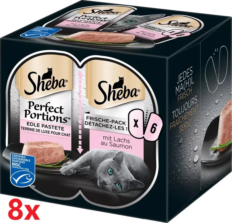 8x Sheba - Perfect Portions Adult Paté Zalm Multipack - Kattenvoer Natvoer - 6x37,5g fra Sheba – produktbillede