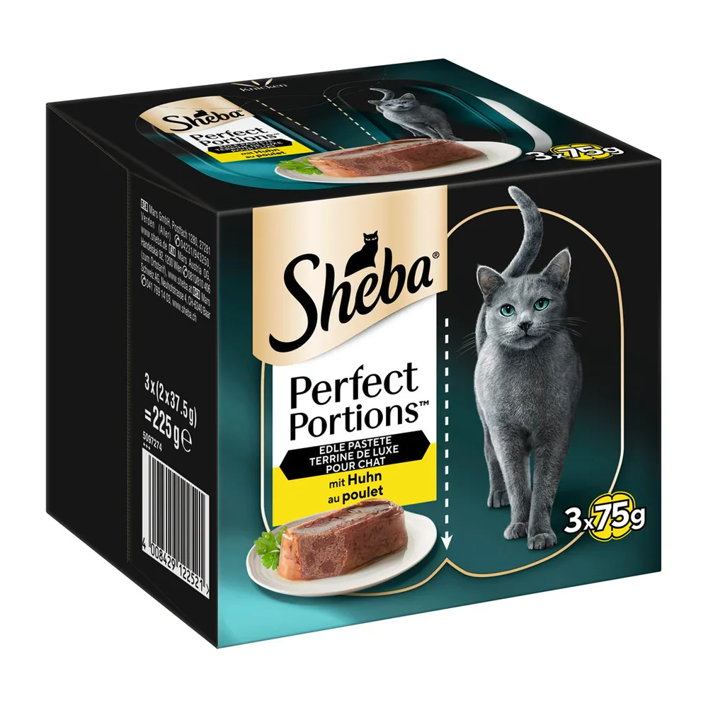 96 x 37,5 g Sheba Perfect Portions Paté met Kip Kattenvoer Nat van Sheba – productfoto