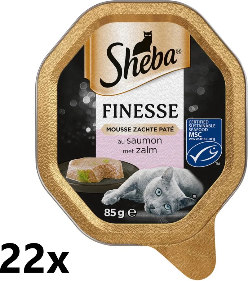 Alu - Finesse Mousse met Zalm - 22x85g - Kattenvoer de Sheba – photo produit