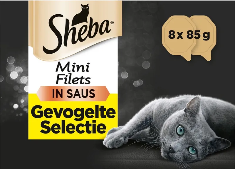 Alu - Voordeelpack - Mini Filets Traiteur - Gevogelte in saus - 8x85g - Kattenvoer de Sheba – photo produit