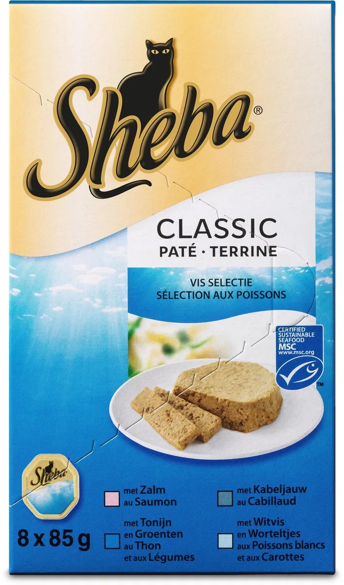 Classic Pate Multipack - Vis - kattenvoer - 8x 85g von Sheba – Produktfoto