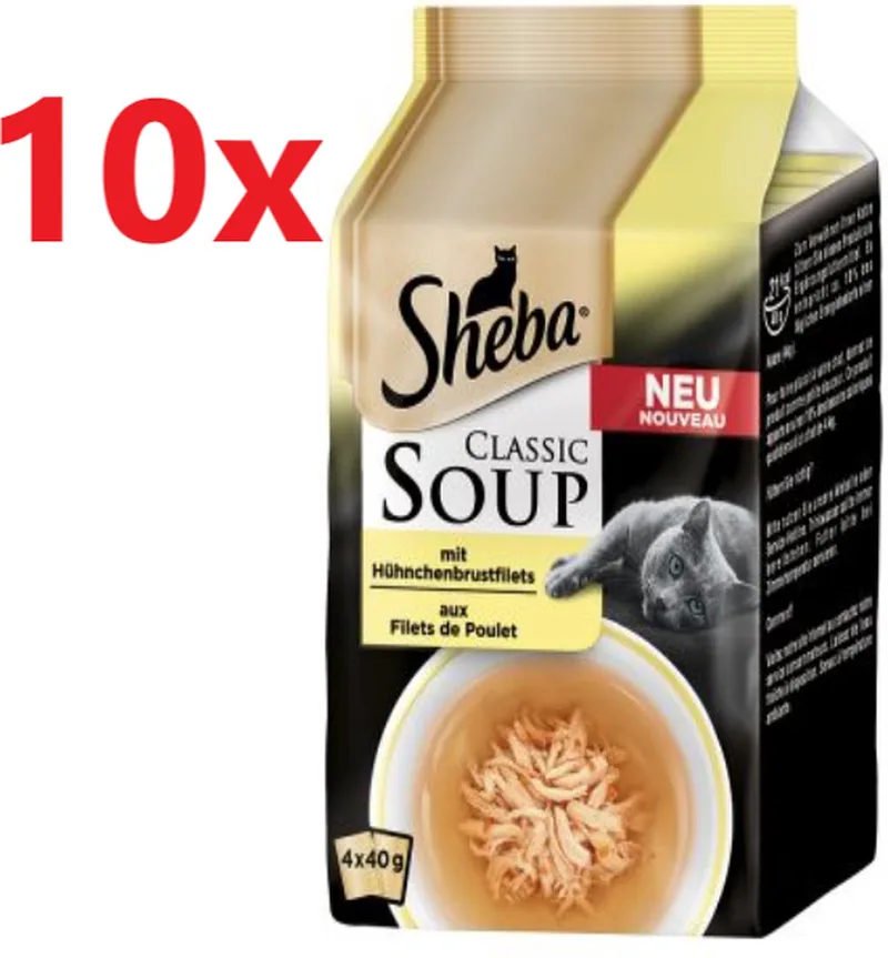 Classic Soup Kip - Kattenvoer Multipack - 10 verpakkingen van (4x40g) de Sheba – photo produit