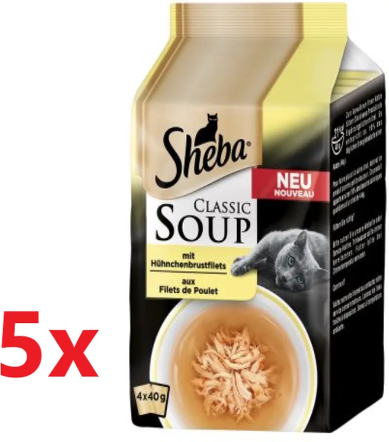 Classic Soup Kip - Kattenvoer Multipack - 5 verpakkingen van 4x40g de Sheba – photo produit