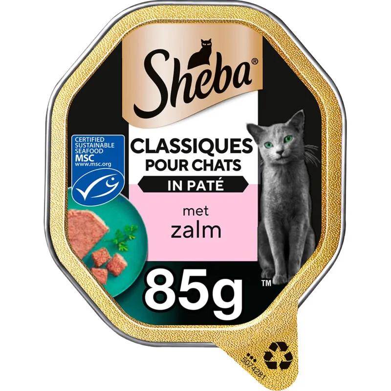 classics paté zalm aluminium bakjes kattenvoer 85 g van Sheba – productfoto