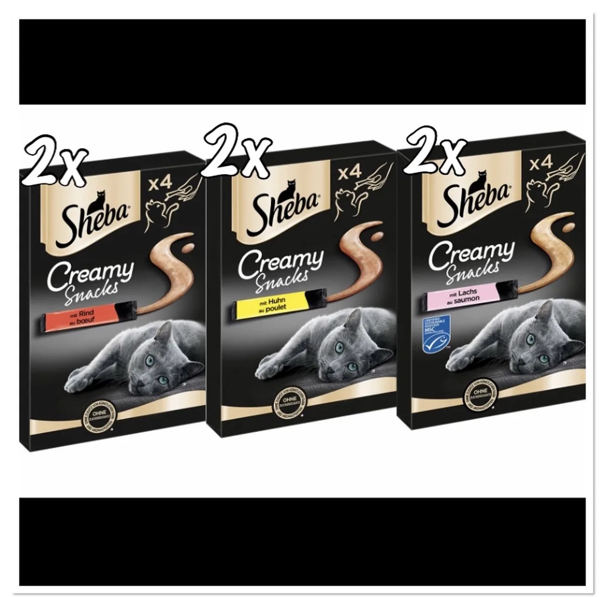 creamy snacks mix ( 2x kip, zalm en rund) von Sheba – Produktfoto
