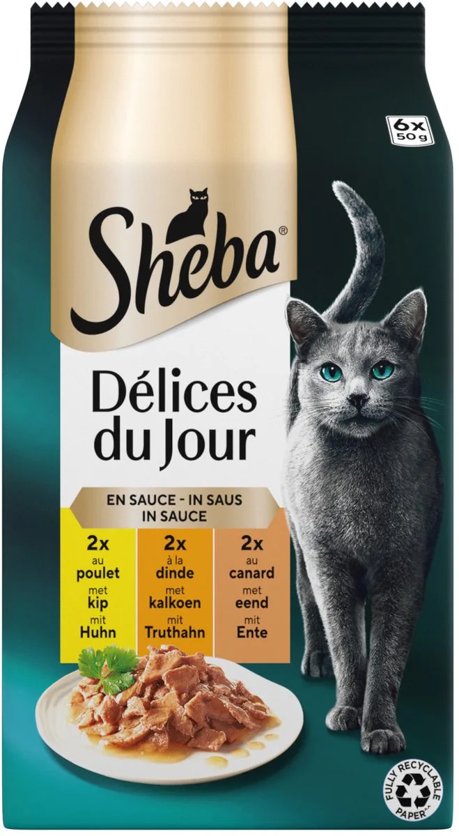 Delices Du Jour Gevogelte In Saus - Kattenvoer - Gevogelte 6x50 g von Sheba – Produktfoto