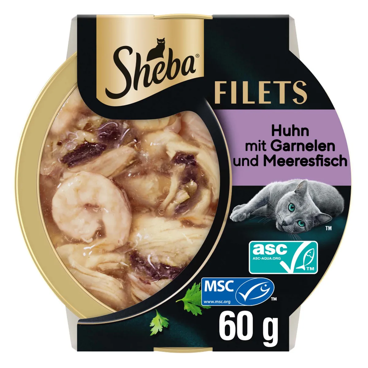 Fijne Filets 16 x 60 g Kattenvoer - Kip met garnalen by Sheba – product photo