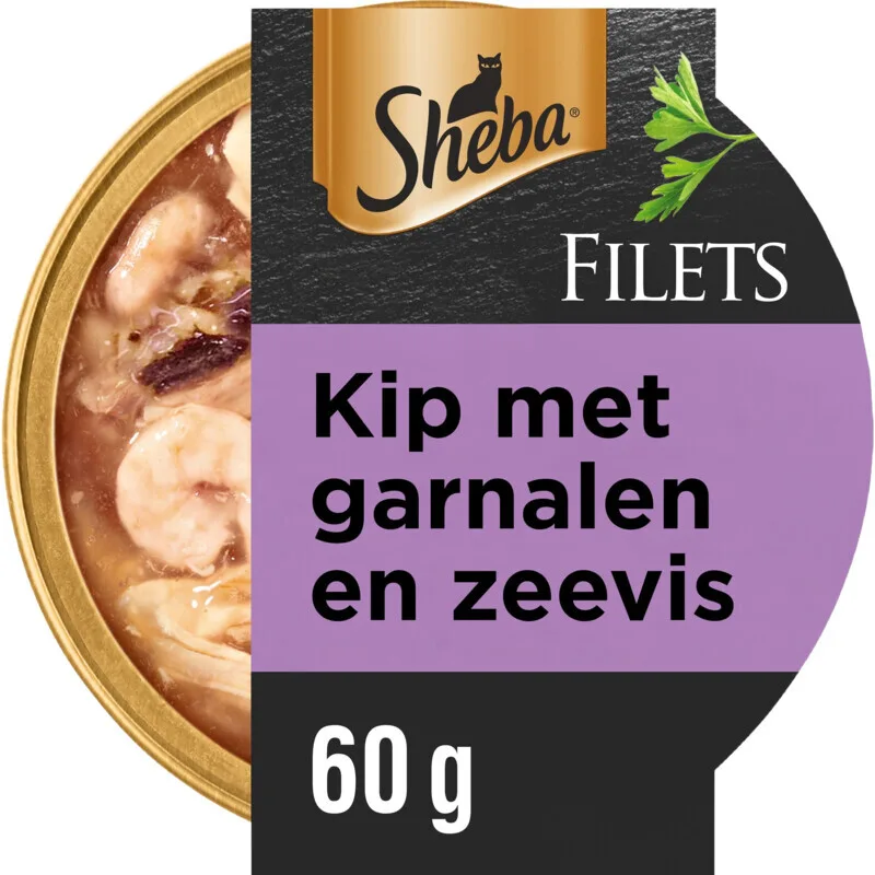 Filets kattenvoer natvoer garnaal, oceaanvis & kip in saus, 60 g de Sheba – photo produit
