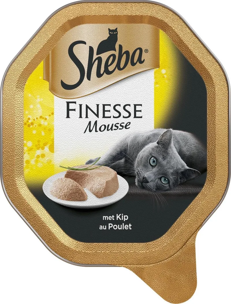 Finesse Mousse - Kip - Aluminium Kuipjes - Kattenvoer - 18 x 85 gr von Sheba – Produktfoto
