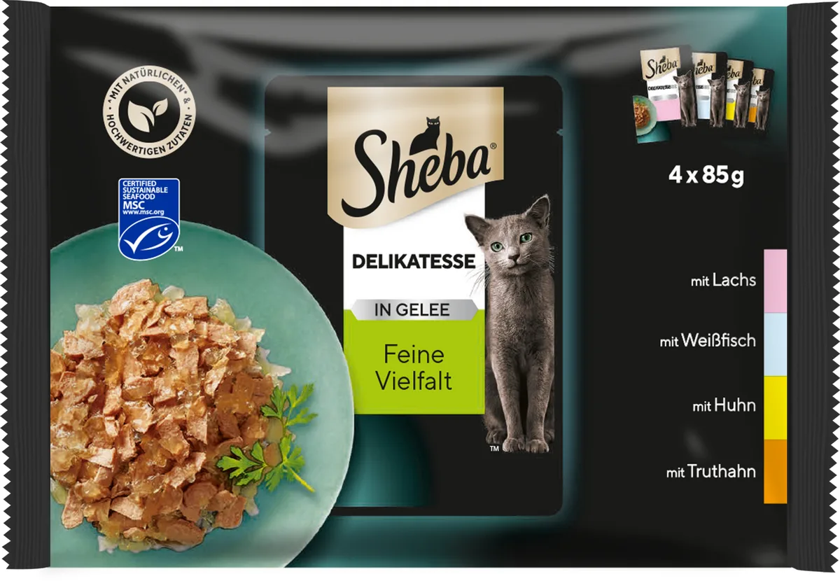 Frischebeutel Delikatesse in Gelee Feine Vielfalt MSC 4x85g - 340 g de Sheba – photo produit
