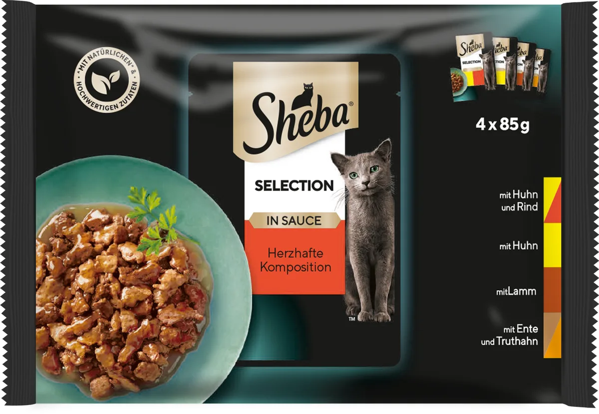 Frischebeutel Pack Selection in Sauce Herzhafte Komposition 4x85g - 340 g von Sheba – Produktfoto