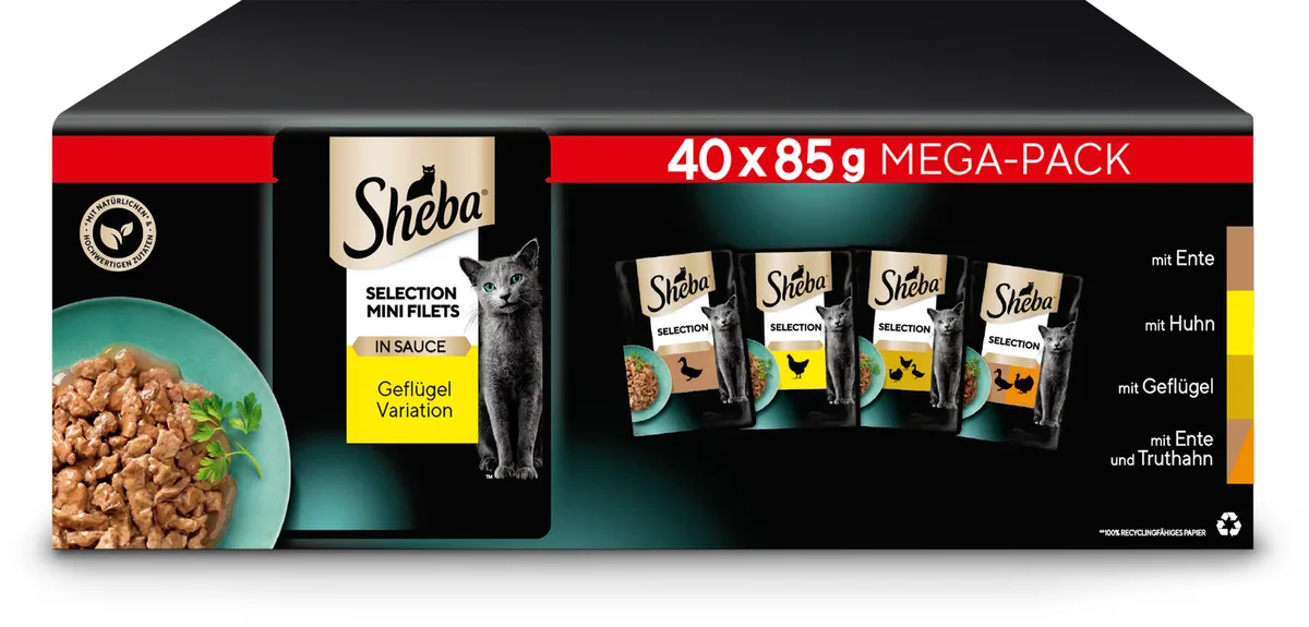 Frischebeutel Selection in Sauce Geflügel Variation 40x85g - 3.400 g de Sheba – photo produit