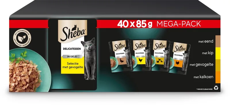 Kattenvoer - Délicatesses - Gevogelte in Gelei - 40x85g Mega-Pack de Sheba – photo produit