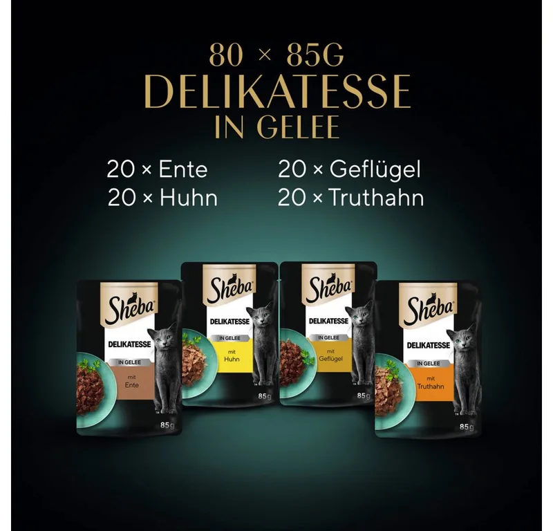 Kattenvoer - Délicatesses - Gevogelte in Gelei - 80x85g Mega-Pack by Sheba – product photo 3 of 5