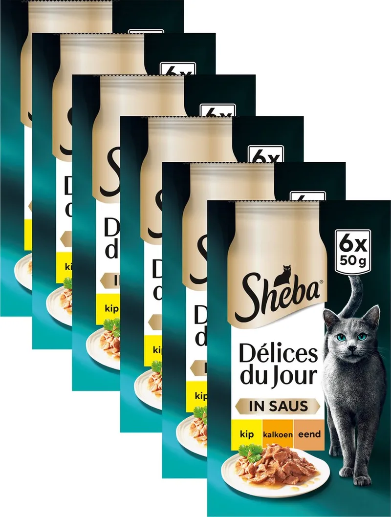 Kattenvoer - Delices du Jour - Gevogelte in Saus - Natvoer - 36x50g de Sheba – photo produit