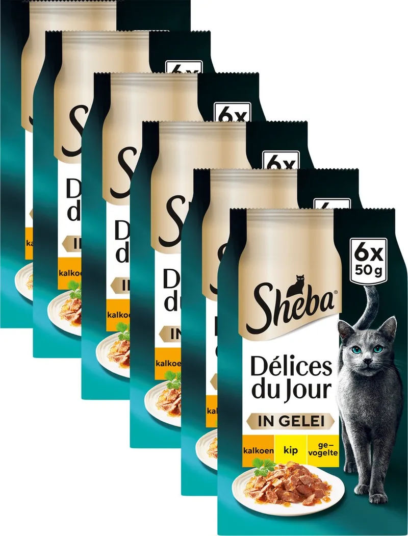 Kattenvoer - Délices du Jour - Gevogelte Selectie in gelei - Natvoer - 36 x 50 g de Sheba – photo produit