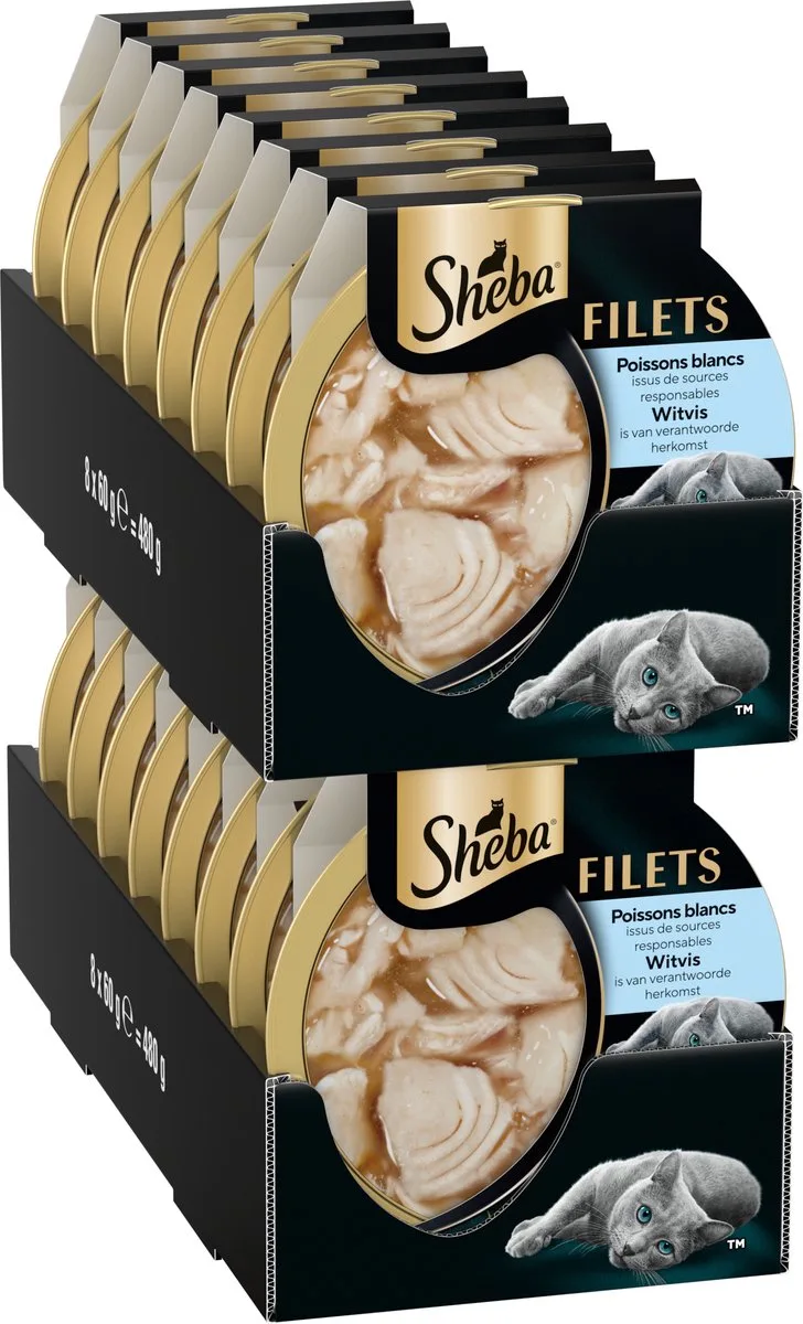 Kattenvoer - Filets - Duurzame Witvis in saus - 16x60g von Sheba – Produktfoto