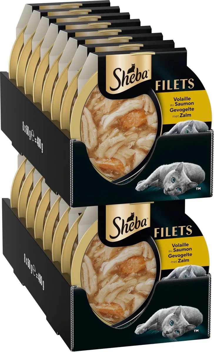Kattenvoer - Filets - Gevogelte en zalm in saus - 16x60g von Sheba – Produktfoto