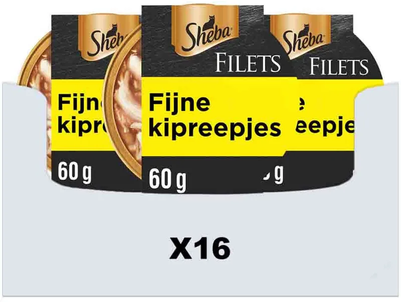 Kattenvoer - Filets - Kipfilet stukjes in saus - 16x60g de Sheba – photo produit