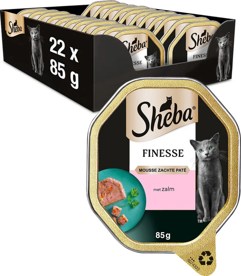 Kattenvoer - Finesse Mousse - Zalm - kuipjes 22x85g de Sheba – photo produit