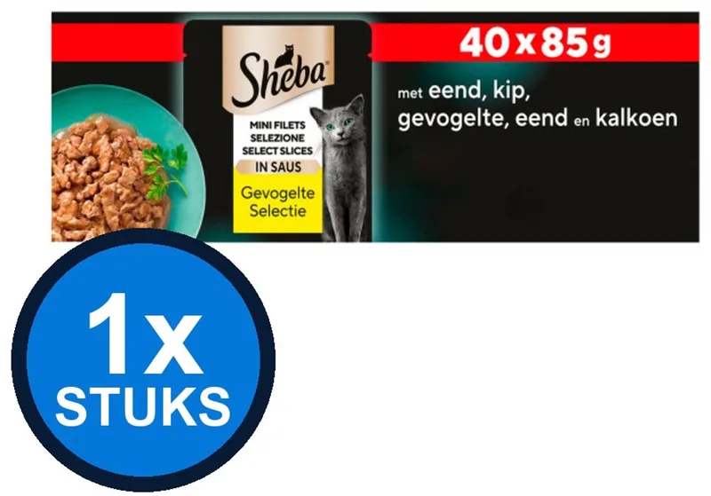 Kattenvoer - Mini Filets - Gevogelte in Saus - 40x85g von Sheba – Produktfoto