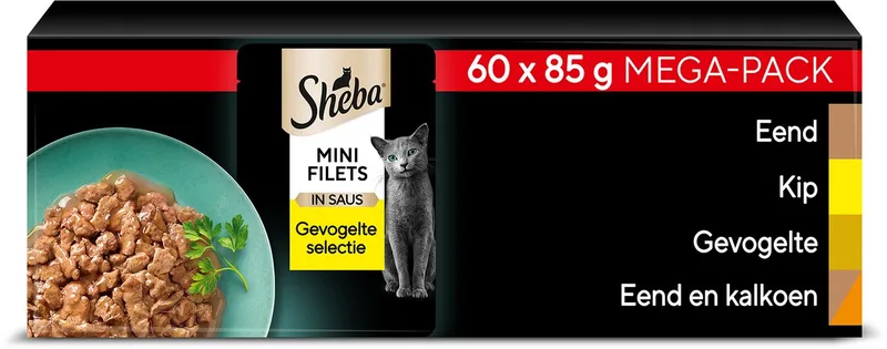 Kattenvoer - Mini Filets - Gevogelte in Saus - 60x85g Mega-Pack by Sheba – product photo