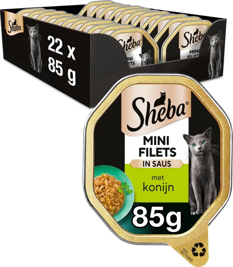Kattenvoer - Mini Filets - Konijn in Saus - kuipjes 22x85g de Sheba – photo produit