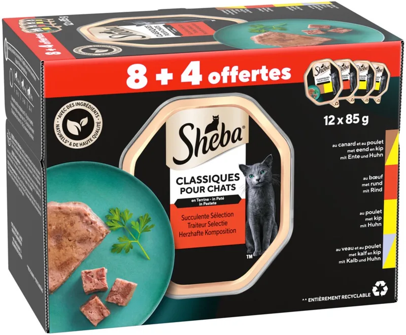 Kattenvoer Nat Classic Traiteur Paté Selectie Multipack - 12x85 gr by Sheba – product photo