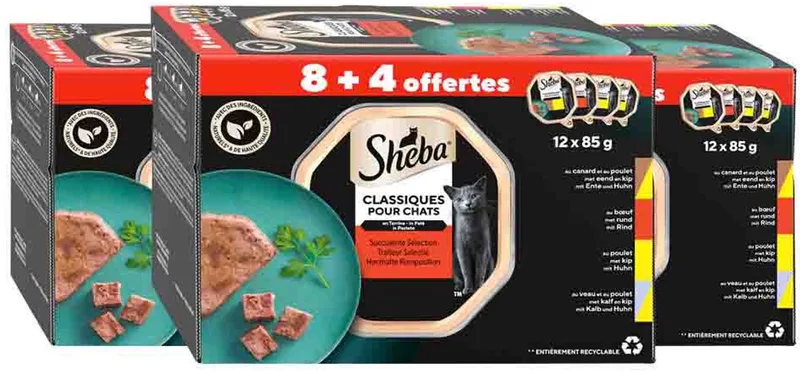 Kattenvoer Nat Classic Traiteur Paté Selectie Multipack - 3 x 12x85 gr - Voordeelverpakking von Sheba – Produktfoto