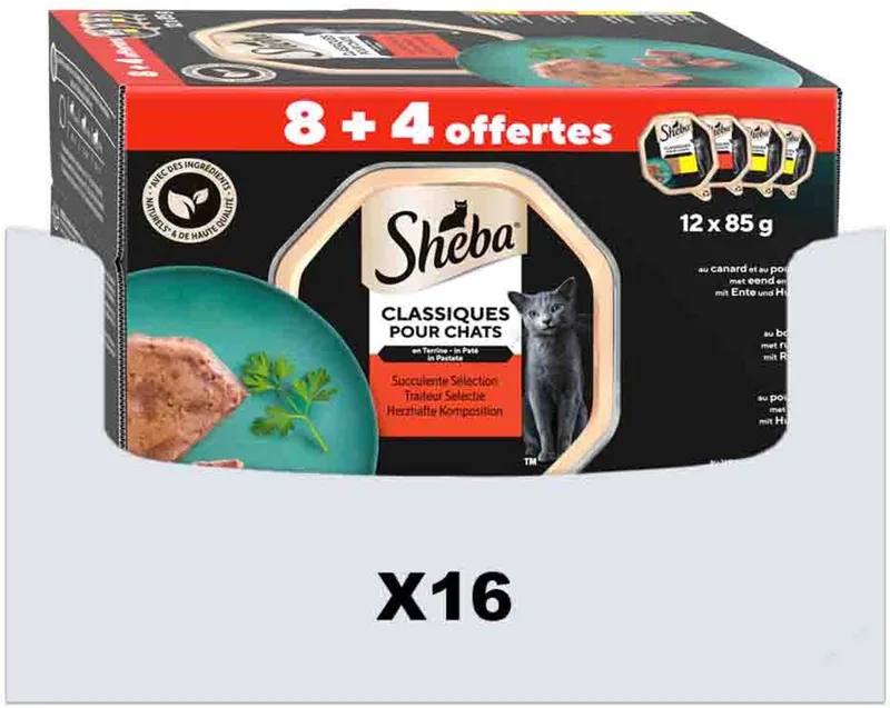 Kattenvoer Nat Classic Traiteur Paté Selectie Multipack - 6 x 12x85 gr - Voordeelverpakking von Sheba – Produktfoto